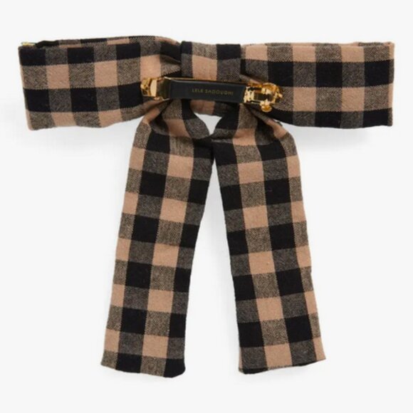 Lele Sadoughi Antoinette Embellished Gingham Bow Hair Clip Picnic Check NWT main image 7